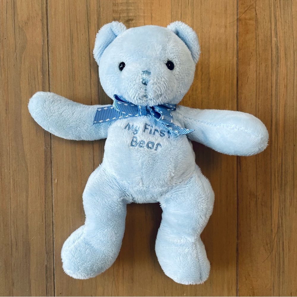 Carter's My First Bear Blue 7” Ribbon Bean Bag Lovey Baby Boy Vintage 2005